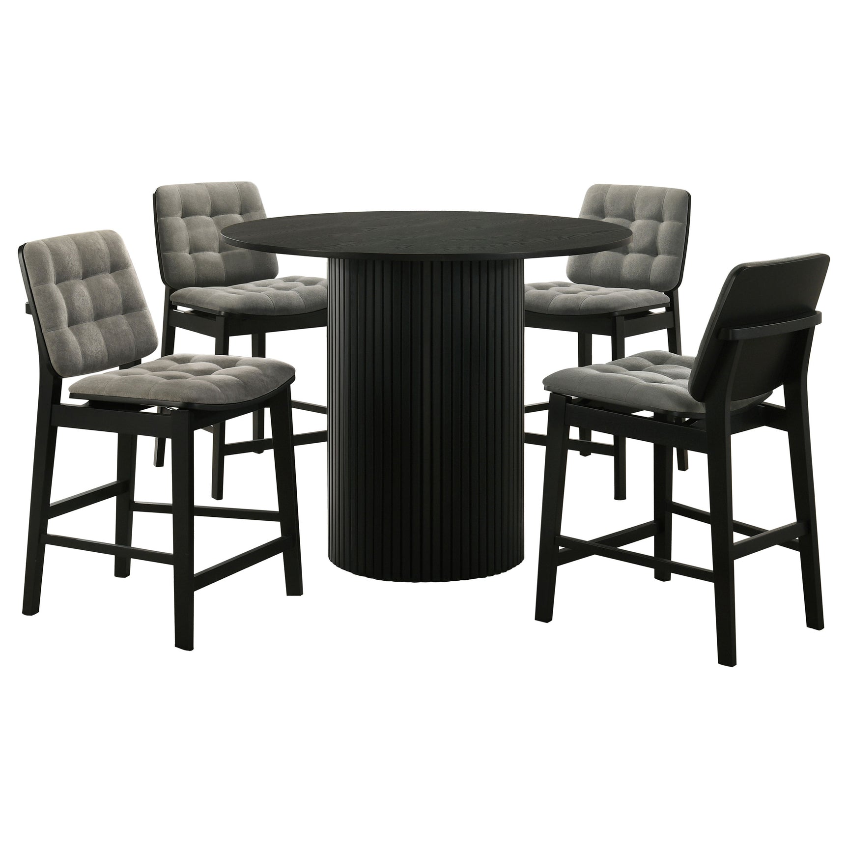 Hamlyn Grey/Black 5-piece Round Wood Counter Height Dining Set - Ornate Home