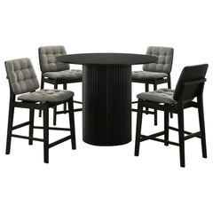 Hamlyn Grey/Black 5-piece Round Wood Counter Height Dining Set - Ornate Home