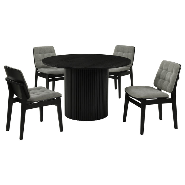 Hamlyn Grey/Black 5-piece Round Wood Dining Set - Ornate Home
