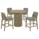 Hamlyn Grey/Natural Oak 5-piece Round Wood Counter Height Dining Set - Ornate Home