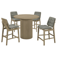Hamlyn Grey/Natural Oak 5-piece Round Wood Counter Height Dining Set - Ornate Home