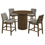 Hamlyn Grey/Walnut 5-piece Round Wood Counter Height Dining Set - Ornate Home