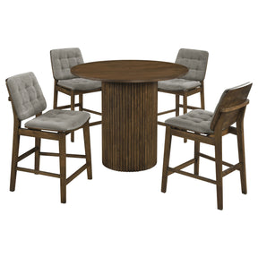 Hamlyn Grey/Walnut 5-piece Round Wood Counter Height Dining Set - Ornate Home