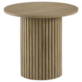 Hamlyn Natural Oak 2-piece Round Fluted Coffee and End Table Set - Ornate Home