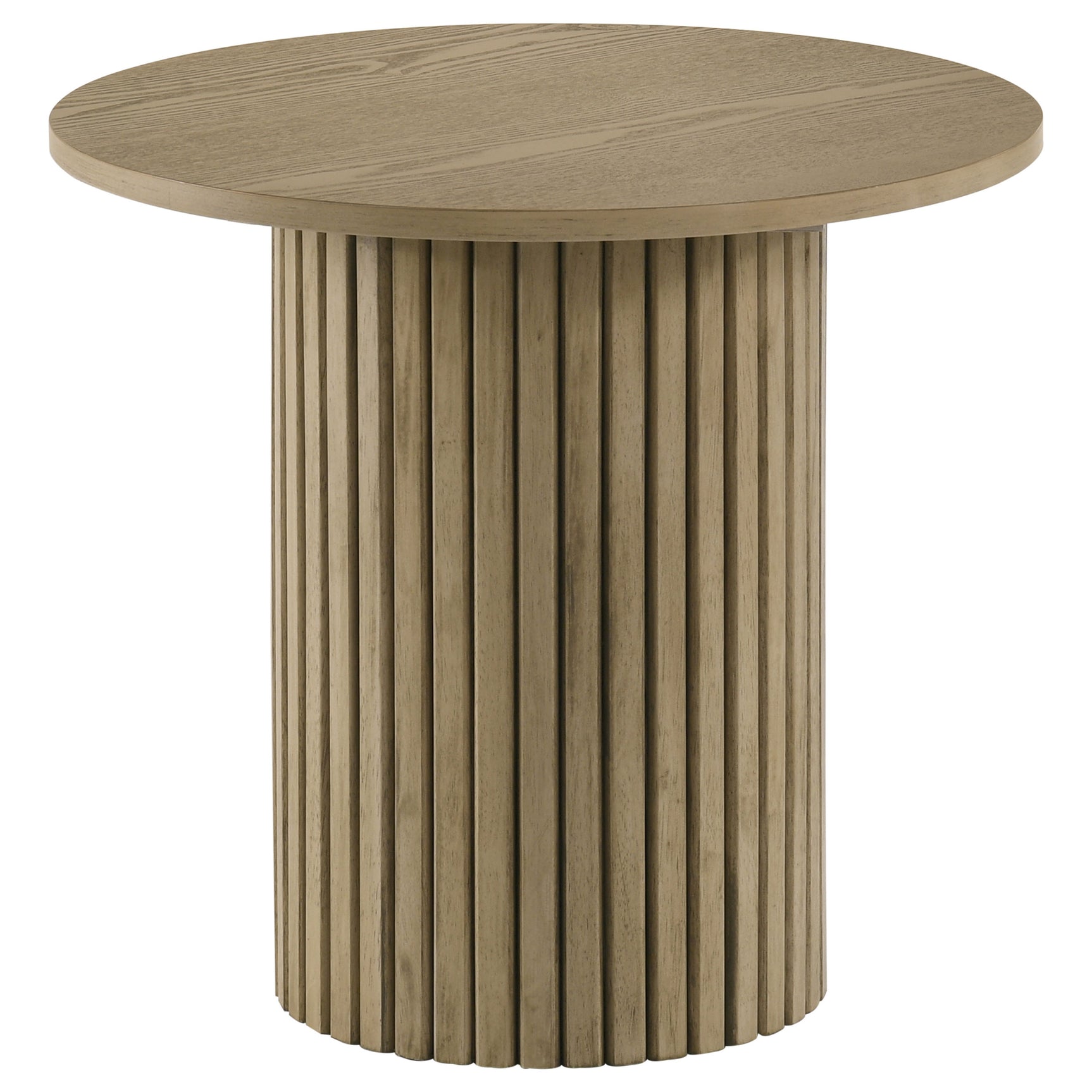 Hamlyn Natural Oak 2-piece Round Fluted Coffee and End Table Set - Ornate Home