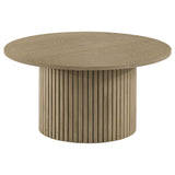 Hamlyn Natural Oak 2-piece Round Fluted Coffee and End Table Set - Ornate Home