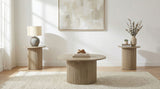 Hamlyn Natural Oak 3-piece Round Fluted Coffee and End Table Set - Ornate Home