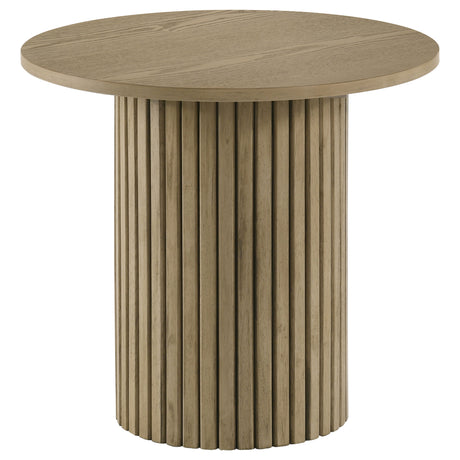 Hamlyn Natural Oak 3-piece Round Fluted Coffee and End Table Set - Ornate Home