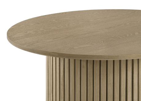 Hamlyn Natural Oak 3-piece Round Fluted Coffee and End Table Set - Ornate Home