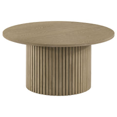 Hamlyn Natural Oak Round Fluted Occasional Cocktail Coffee Table - Ornate Home