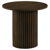 Hamlyn Walnut 2-piece Round Fluted Coffee and End Table Set - Ornate Home