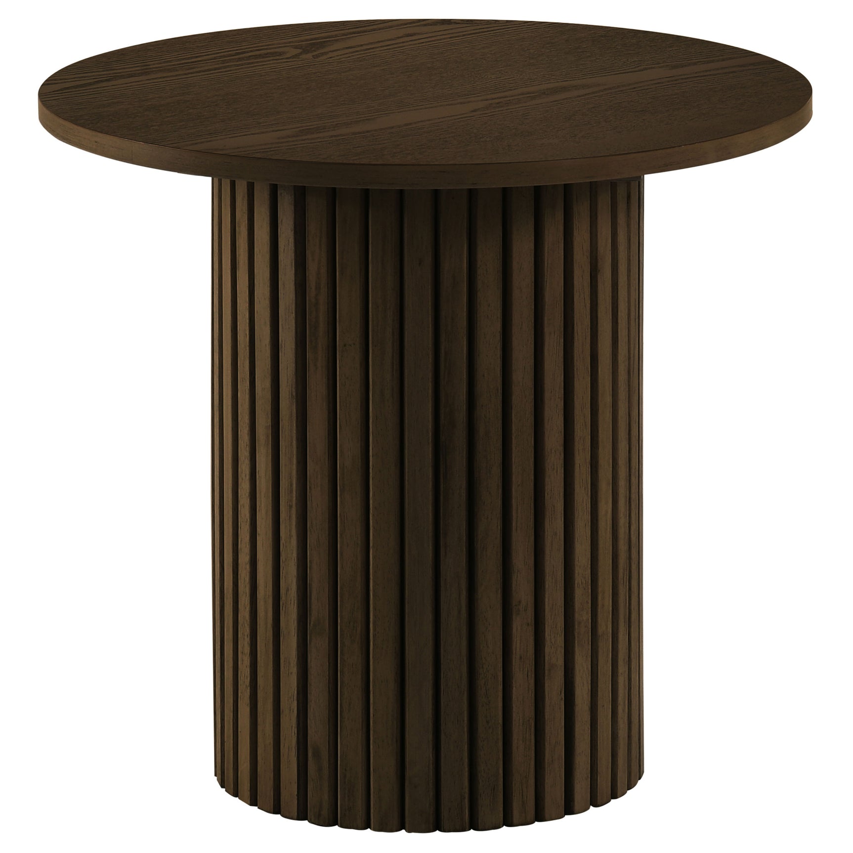 Hamlyn Walnut 2-piece Round Fluted Coffee and End Table Set - Ornate Home