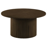 Hamlyn Walnut 2-piece Round Fluted Coffee and End Table Set - Ornate Home