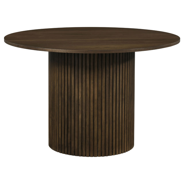 Hamlyn Walnut 5-piece Round Wood Dining Set - Ornate Home