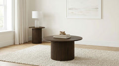 Hamlyn Walnut Round Fluted Occasional Side End Table - Ornate Home