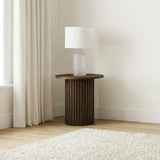 Hamlyn Walnut Round Fluted Occasional Side End Table - Ornate Home