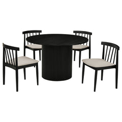 Hamlyn Wheat/Black 5-piece Round Wood Dining Set - Ornate Home