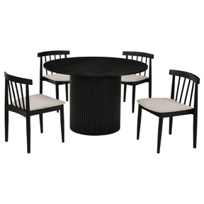 Hamlyn Wheat/Black 5-piece Round Wood Dining Set - Ornate Home