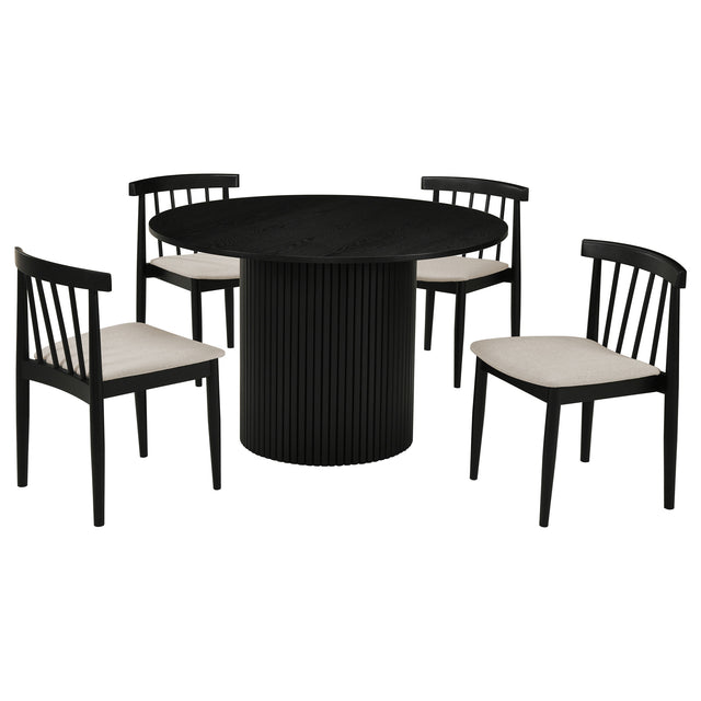 Hamlyn Wheat/Black 5-piece Round Wood Dining Set - Ornate Home
