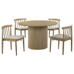 Hamlyn Wheat/Natural Oak 5-piece Round Wood Dining Set - Ornate Home