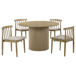 Hamlyn Wheat/Natural Oak 5-piece Round Wood Dining Set - Ornate Home
