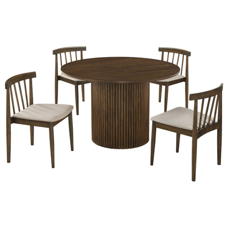 Hamlyn Wheat/Walnut 5-piece Round Wood Dining Set - Ornate Home
