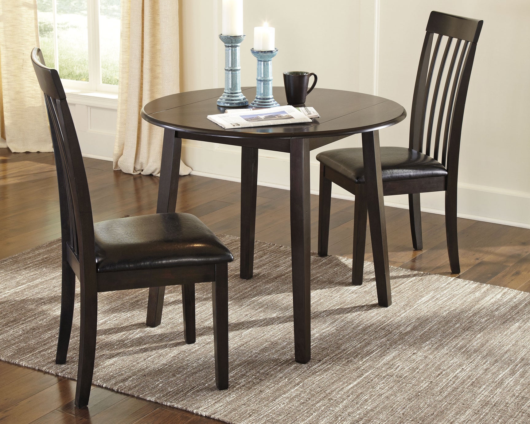Hammis Dark Brown Dining Table with 2 Chairs - Ornate Home