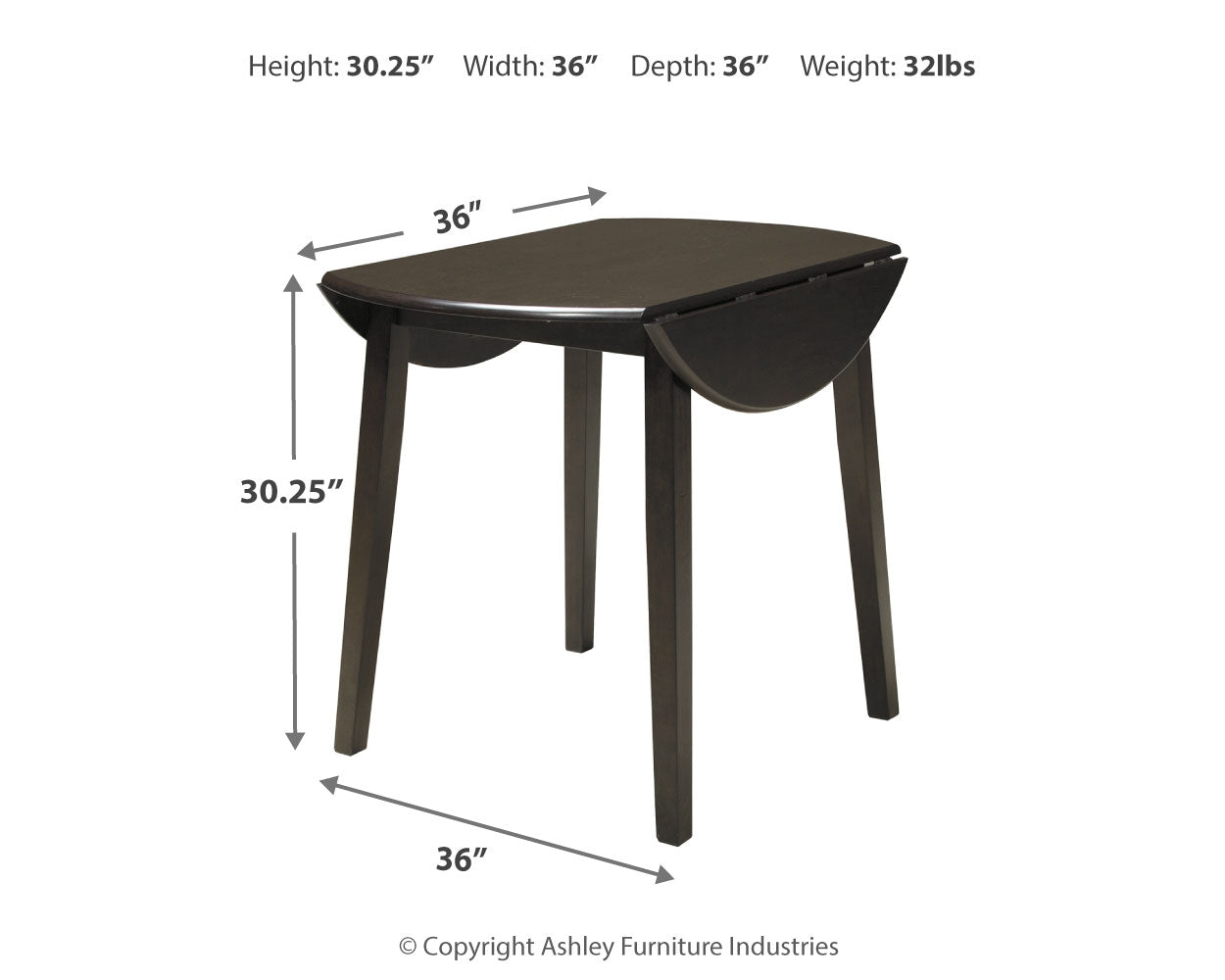 Hammis Dark Brown Drop Leaf Dining Table (Online Special Price) - Ornate Home