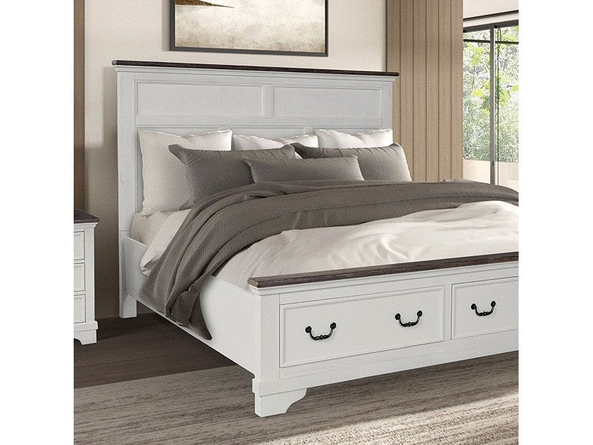 Hampstead White/Dark Brown Eastern King Bed - Ornate Home