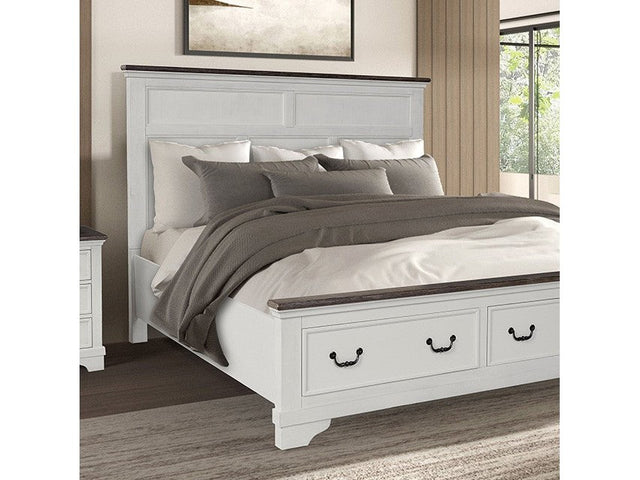 Hampstead White/Dark Brown Eastern King Bed - Ornate Home