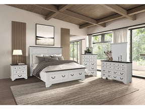 Hampstead White/Dark Brown Queen 4 Piece Bedroom Set - Ornate Home