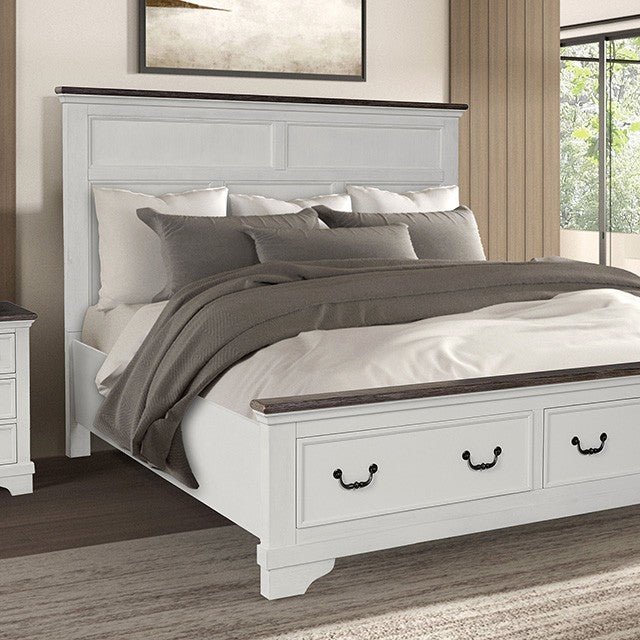 Hampstead White/Dark Brown Queen 4 Piece Bedroom Set - Ornate Home