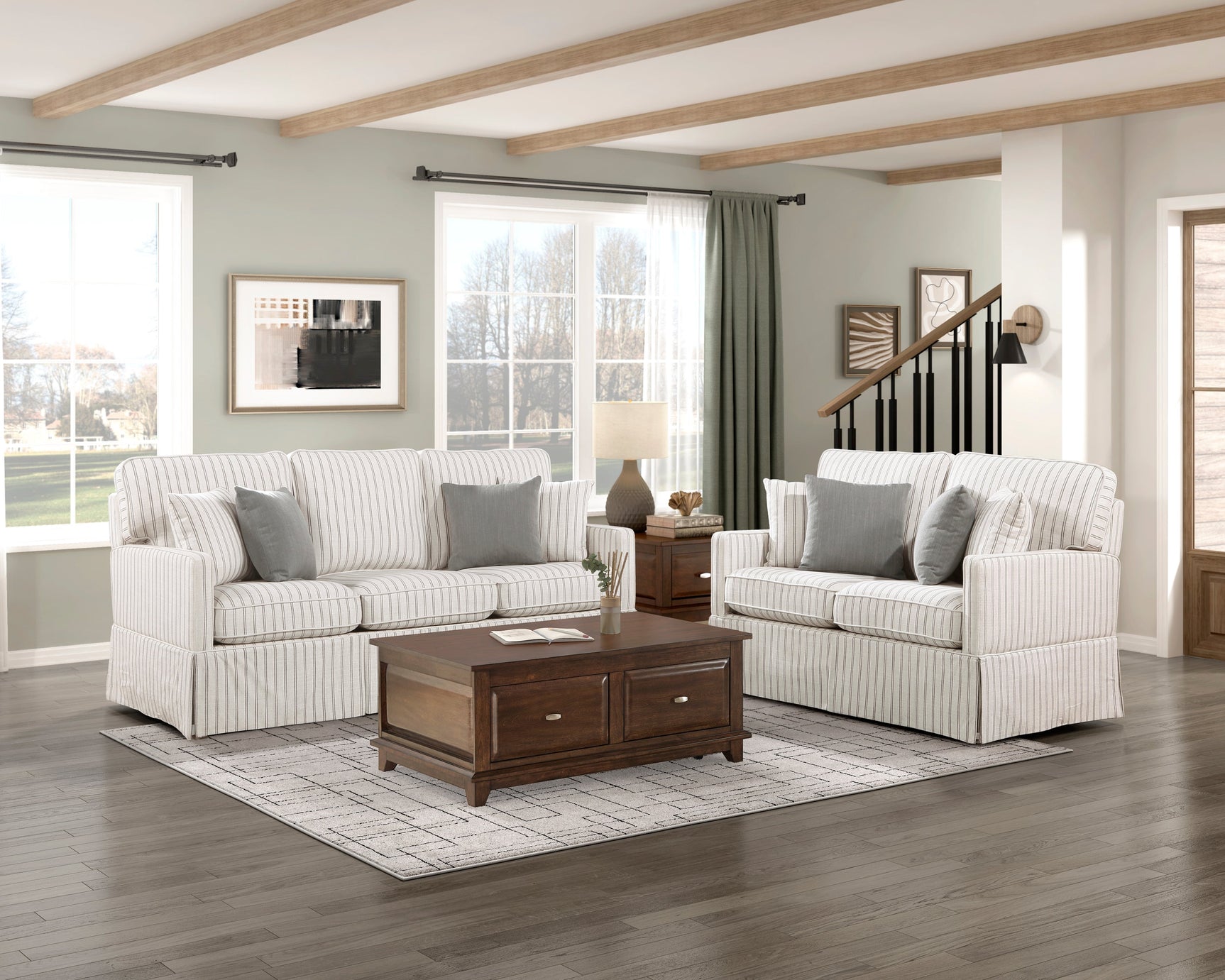 Hampstead White/Gray Loveseat - Ornate Home