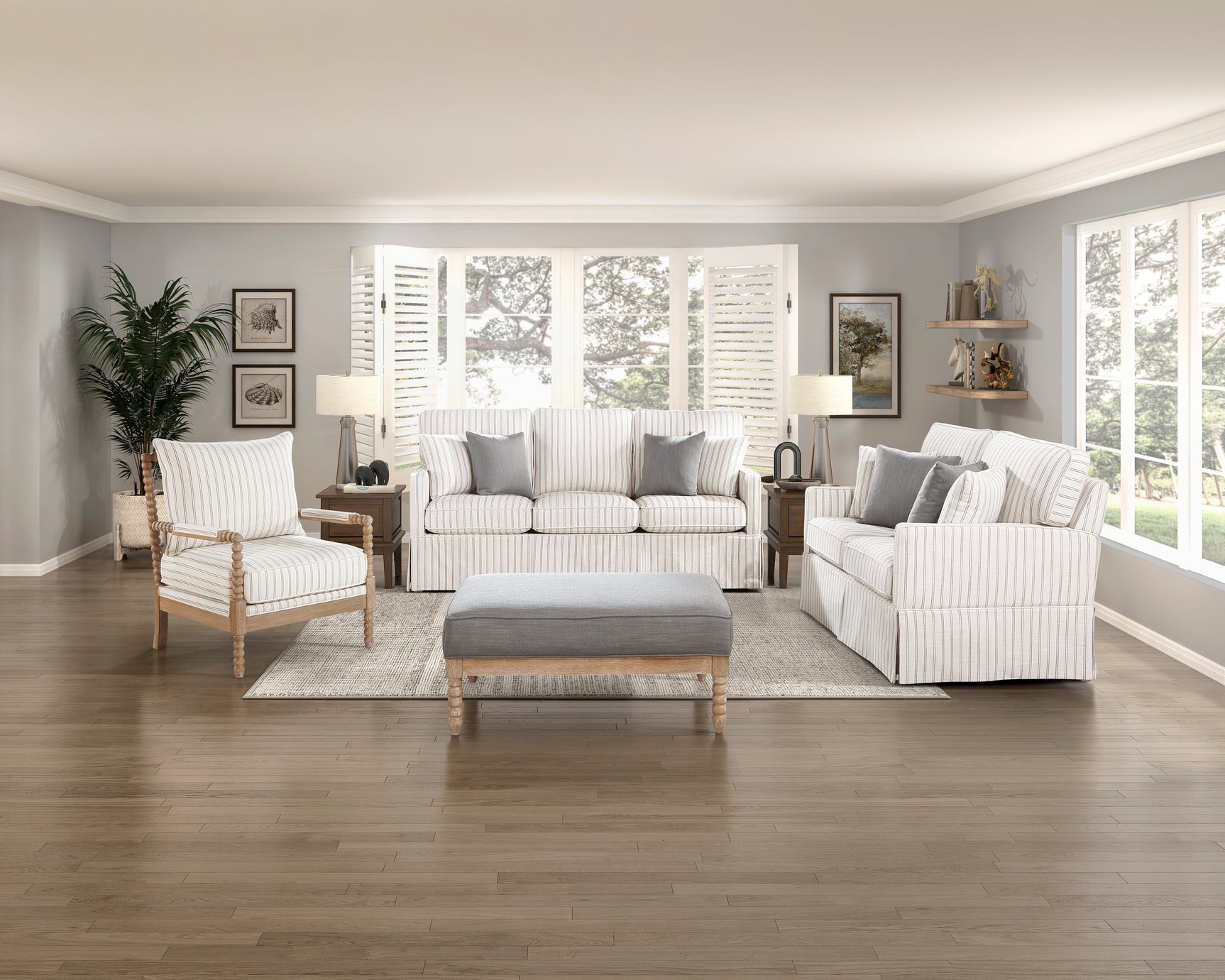 Hampstead White/Gray Loveseat - Ornate Home