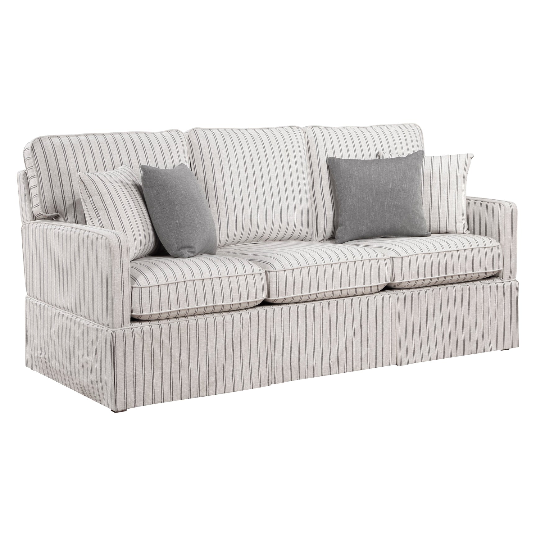 Hampstead White & Gray Stripe Sofa - Ornate Home