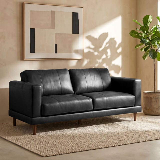 Hampton Fiero Black Loveseat (Top Grain/PVC) - Ornate Home
