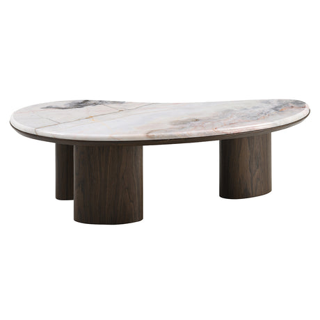 Hanale Natural Marble/Brown Coffee Table - Ornate Home