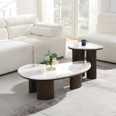 Hanale Natural Marble/Brown Coffee Table - Ornate Home