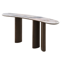 Hanale Natural Marble/Brown Console Table - Ornate Home