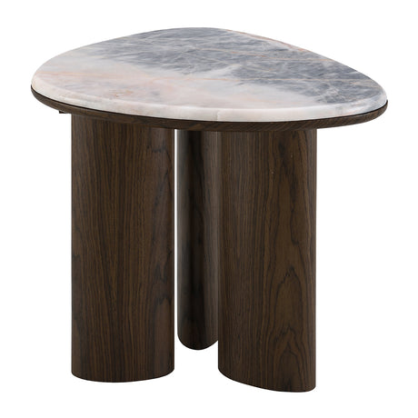Hanale Natural Marble/Brown End Table - Ornate Home