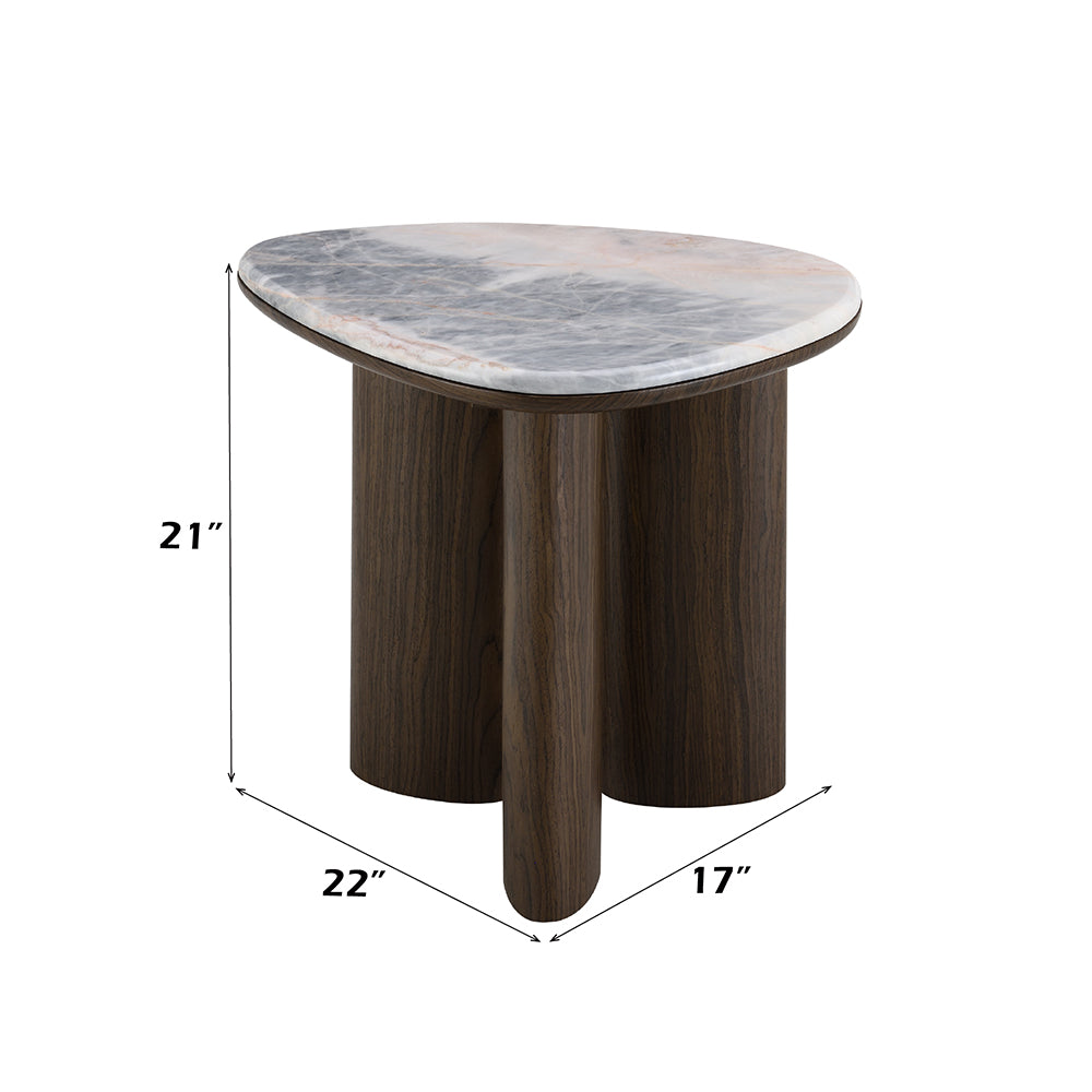Hanale Natural Marble/Brown End Table - Ornate Home