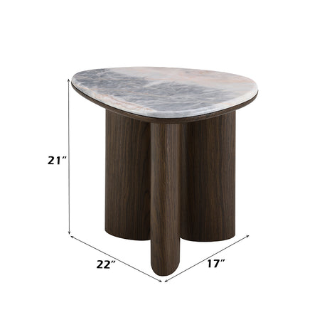 Hanale Natural Marble/Brown End Table - Ornate Home