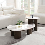 Hanale Natural Marble/Brown End Table - Ornate Home