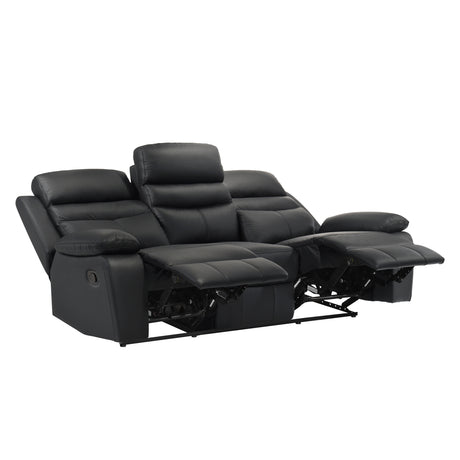 Hancock Black Double Reclining Sofa - Ornate Home