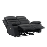 Hancock Black Power Double Reclining Loveseat - Ornate Home