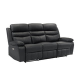 Hancock Black Power Double Reclining Sofa - Ornate Home