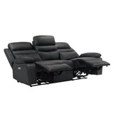 Hancock Black Power Double Reclining Sofa - Ornate Home