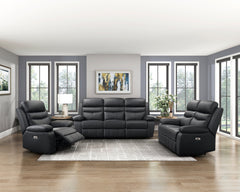 Hancock Black Power Double Reclining Sofa - Ornate Home