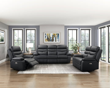 Hancock Black Power Double Reclining Sofa - Ornate Home