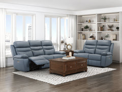 Hancock Gray Power Double Reclining Sofa - Ornate Home